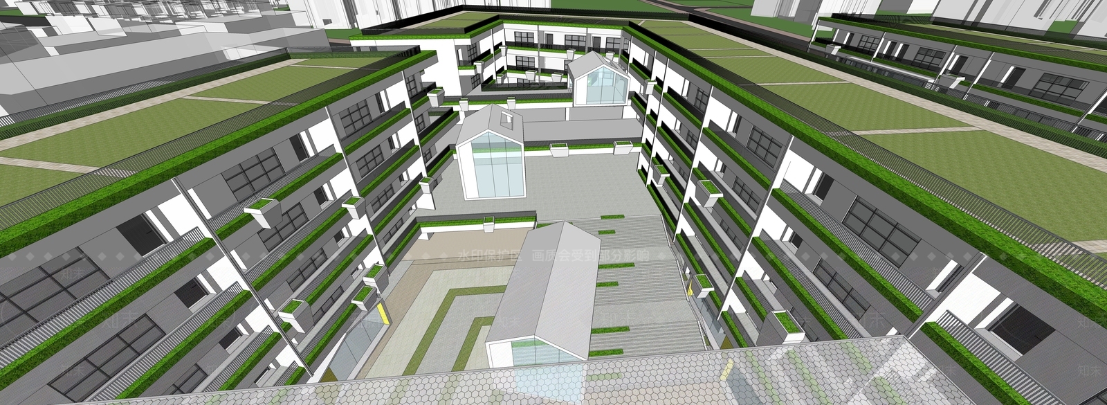 现代学校建筑SU模型下载【ID:1189342194】