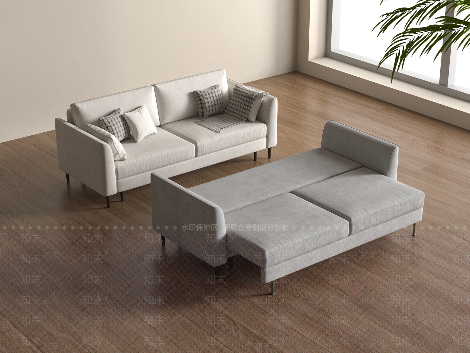 沙发床3D模型下载【ID:1189344039】