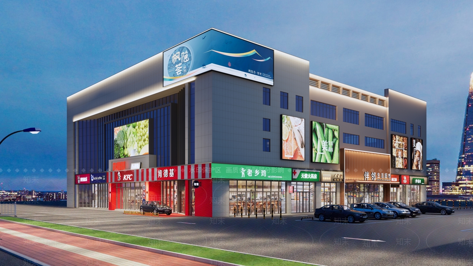现代商场建筑SU模型下载【ID:1189345888】