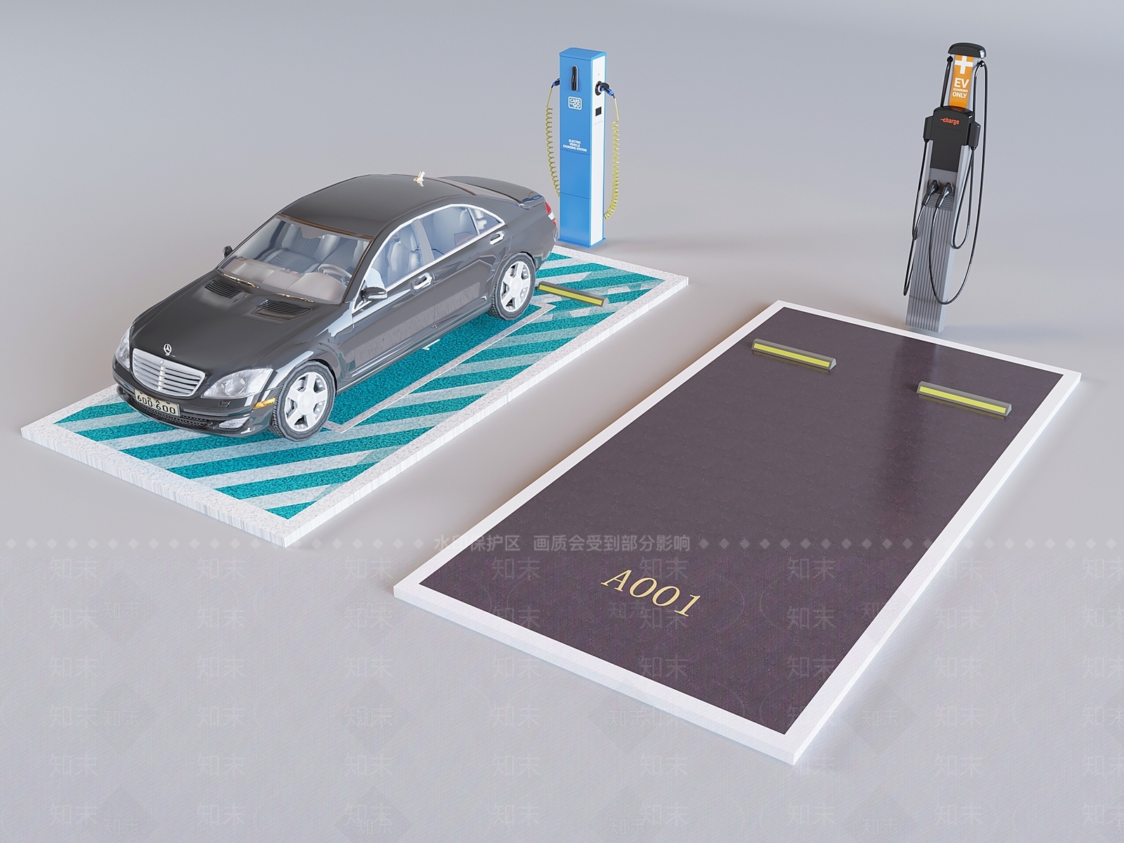 现代户外停车场3D模型下载【ID:1189350760】