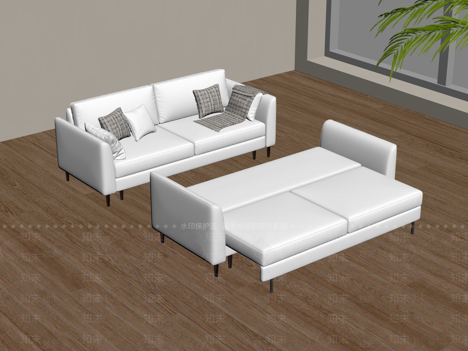 沙发床SU模型下载【ID:1189356031】