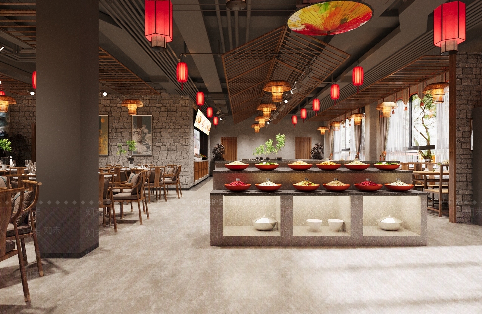 新中式中餐厅3D模型下载【ID:1189357652】