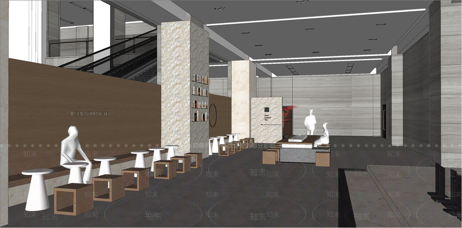 现代简约奶茶店SU模型下载【ID:1189358433】