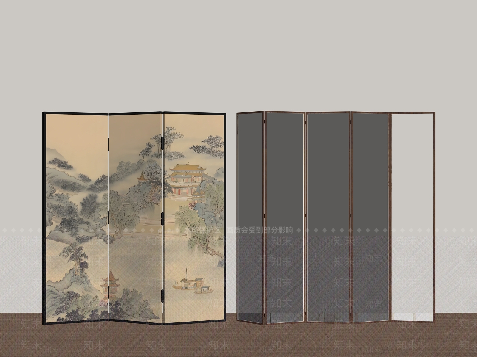 新中式屏风SU模型下载【ID:1189358410】
