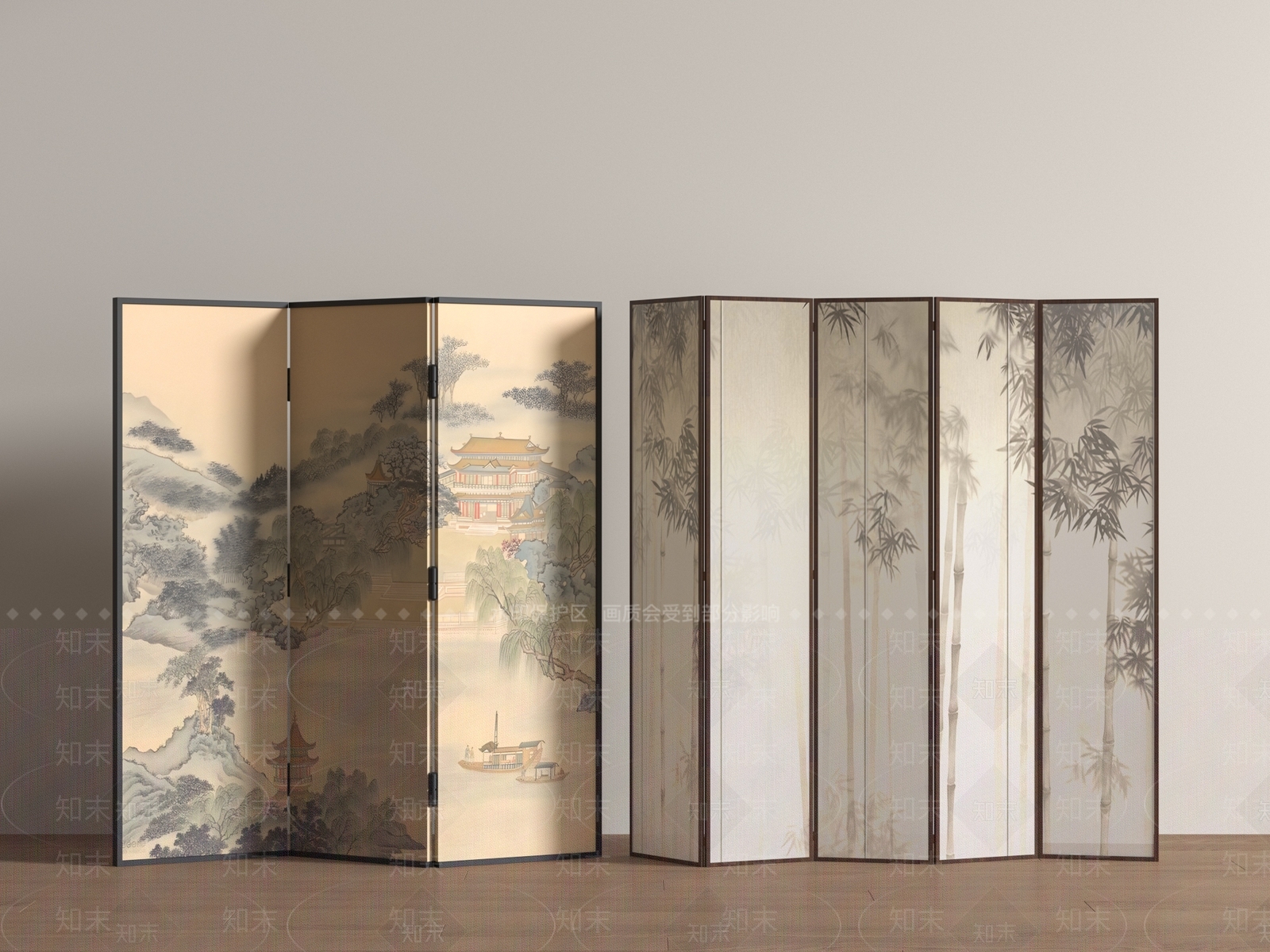 新中式屏风SU模型下载【ID:1189358410】