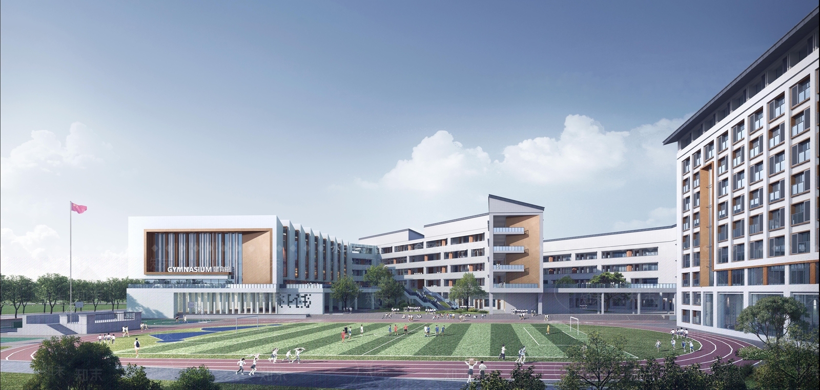 现代新中式学校建筑SU模型下载【ID:1189358558】