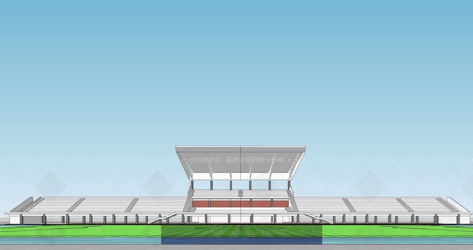 现代简约体育建筑SU模型下载【ID:1189359050】