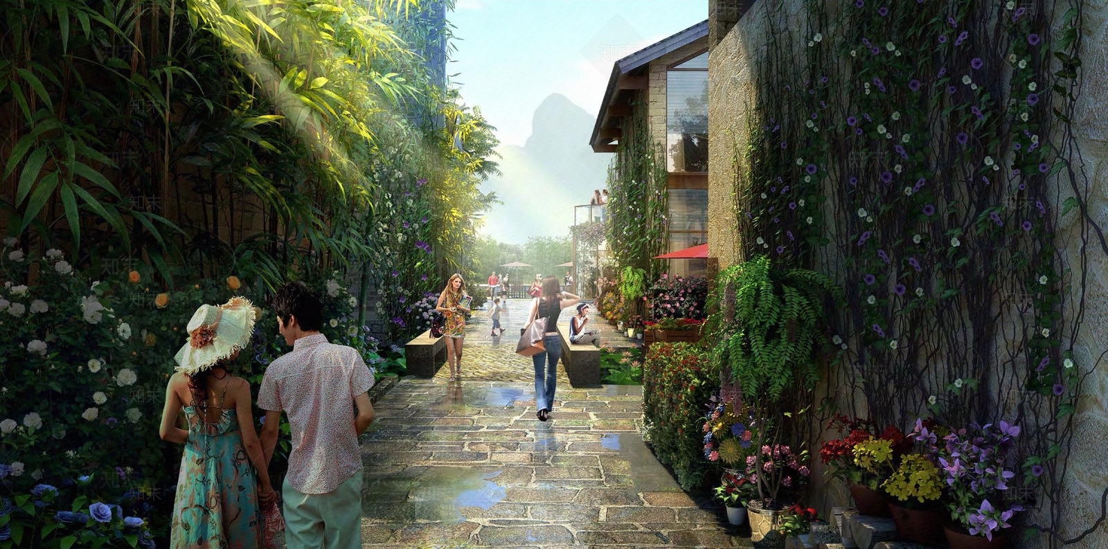 中式新中式街道外景贴图下载【ID:1189366538】
