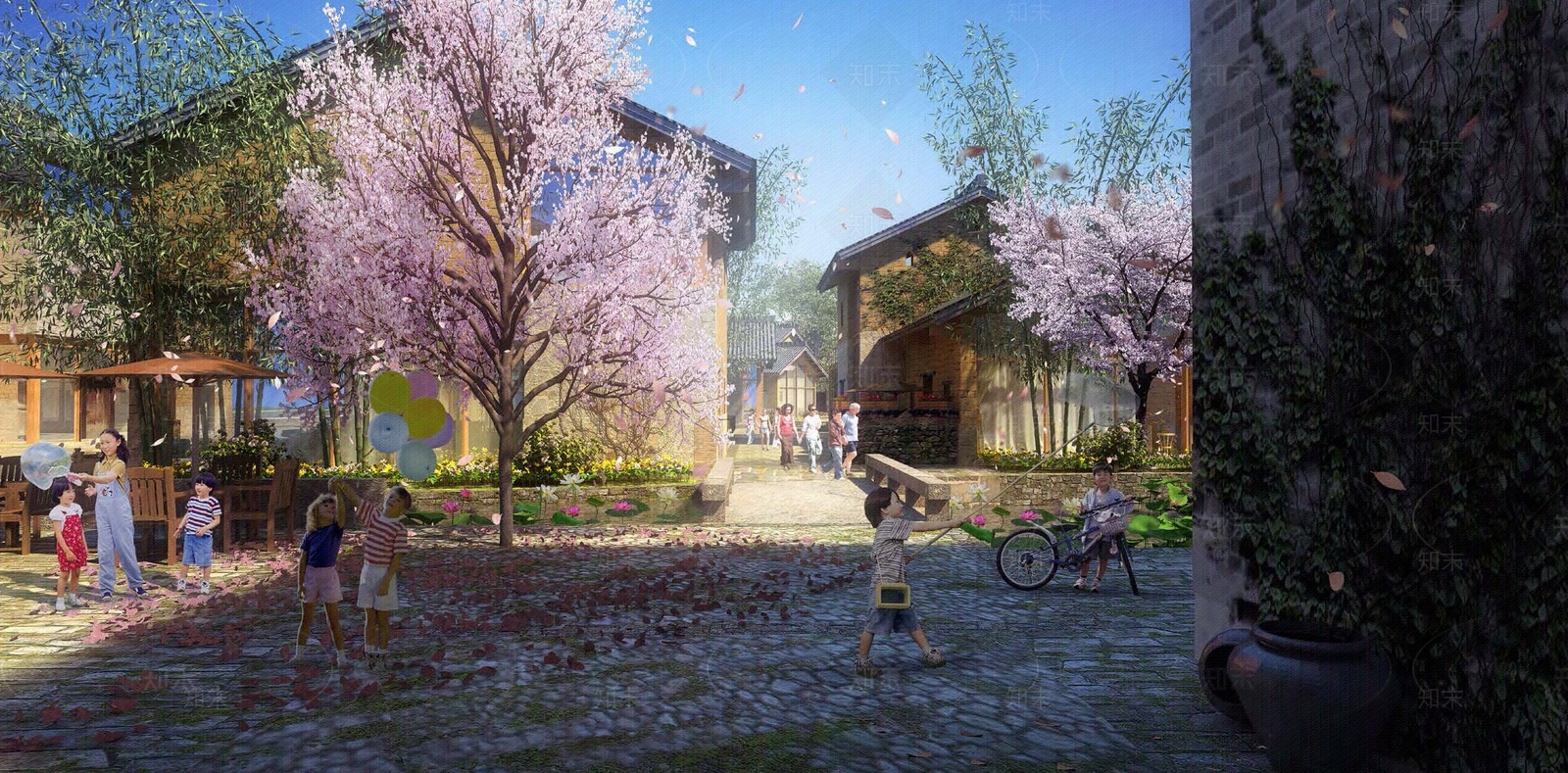 中式新中式街道外景贴图下载【ID:1189368347】