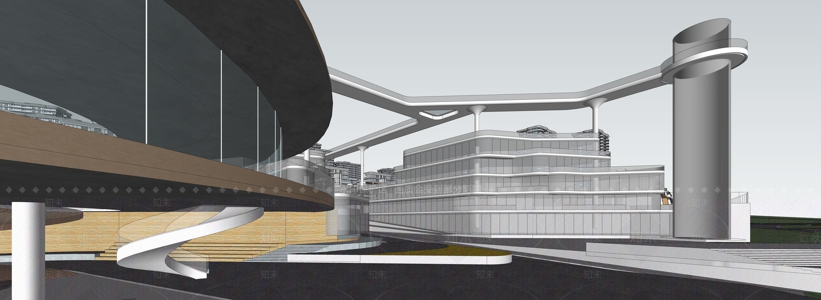 现代小区建筑SU模型下载【ID:1189367687】