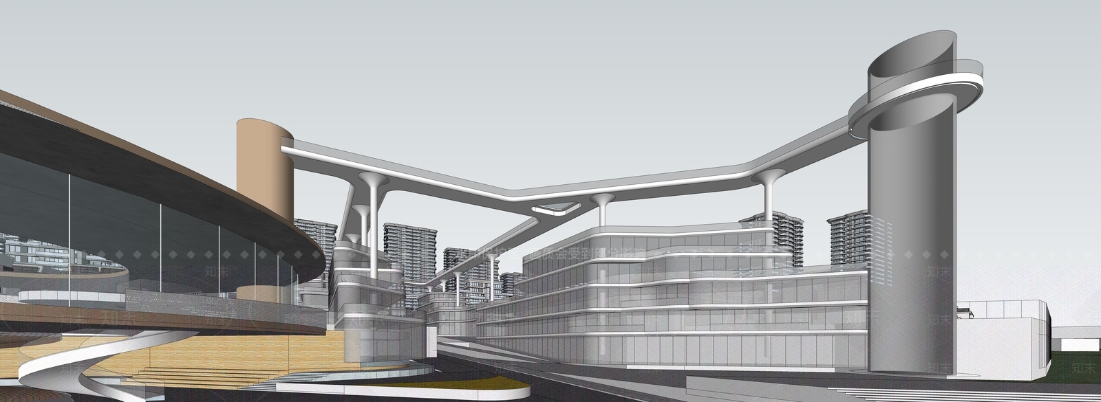 现代小区建筑SU模型下载【ID:1189367687】