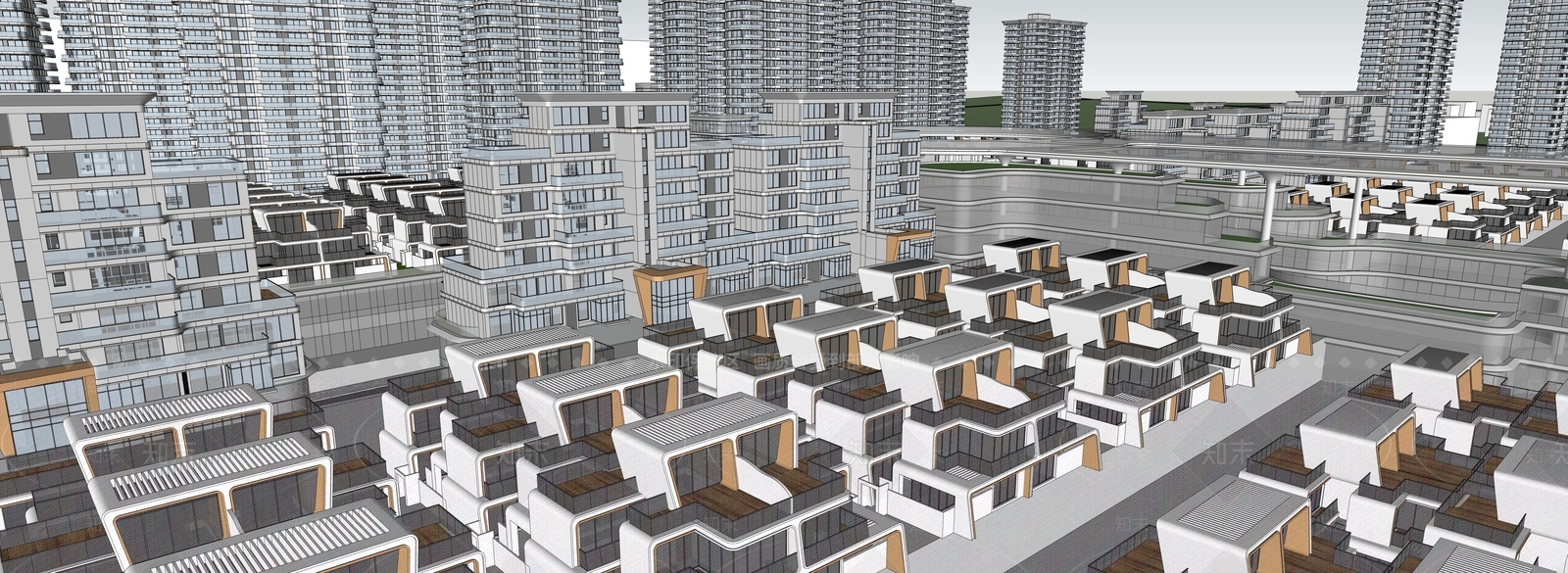 现代小区建筑SU模型下载【ID:1189367687】