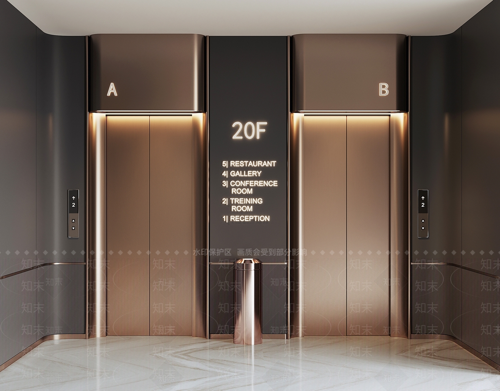 现代电梯间3D模型下载【ID:1189371671】