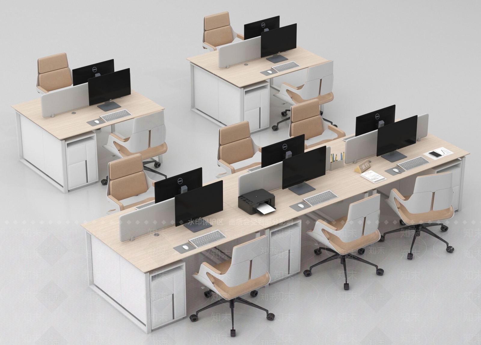 现代办公桌椅3D模型下载【ID:1189375870】