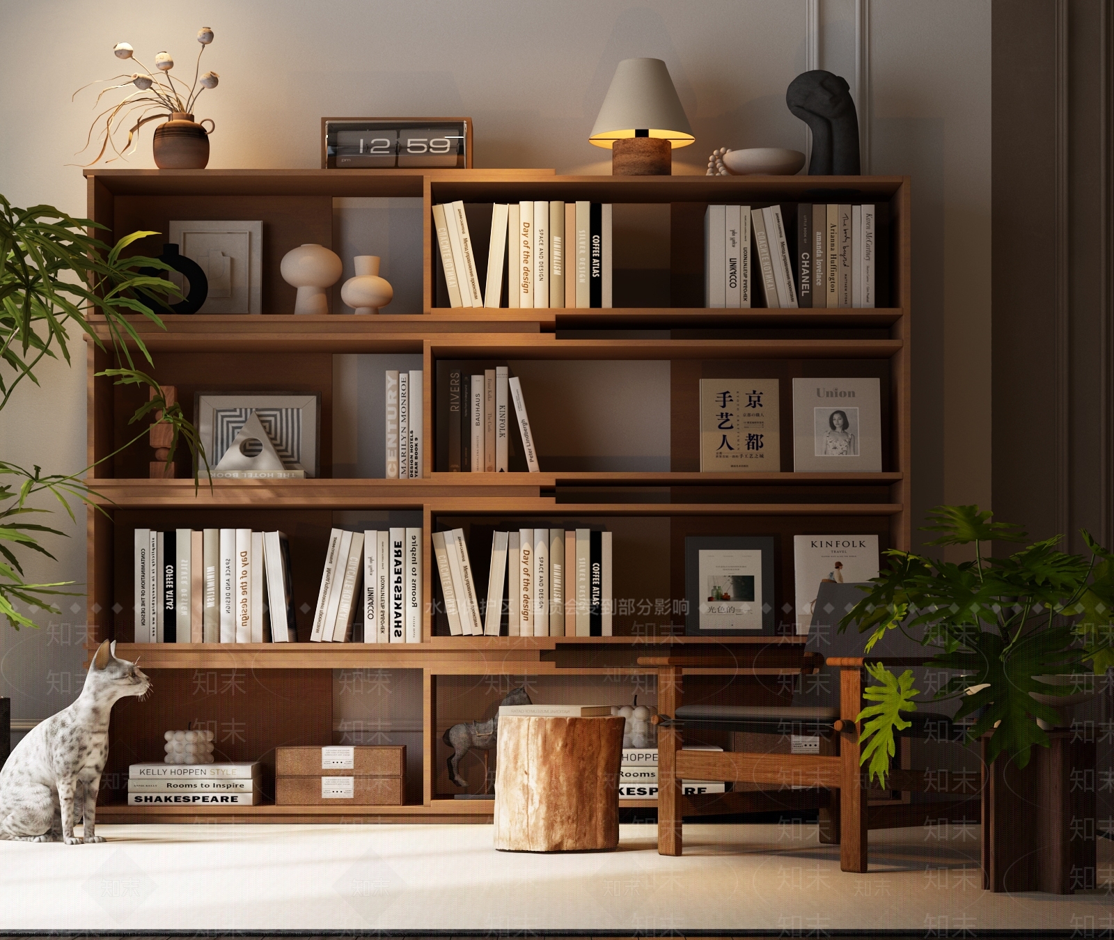 现代中古书柜SU模型下载【ID:1189379383】