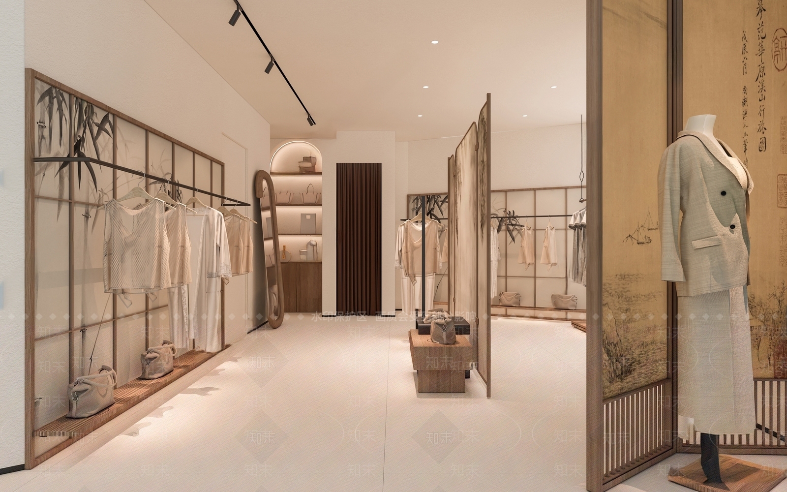 新中式服装店SU模型下载【ID:1189381936】