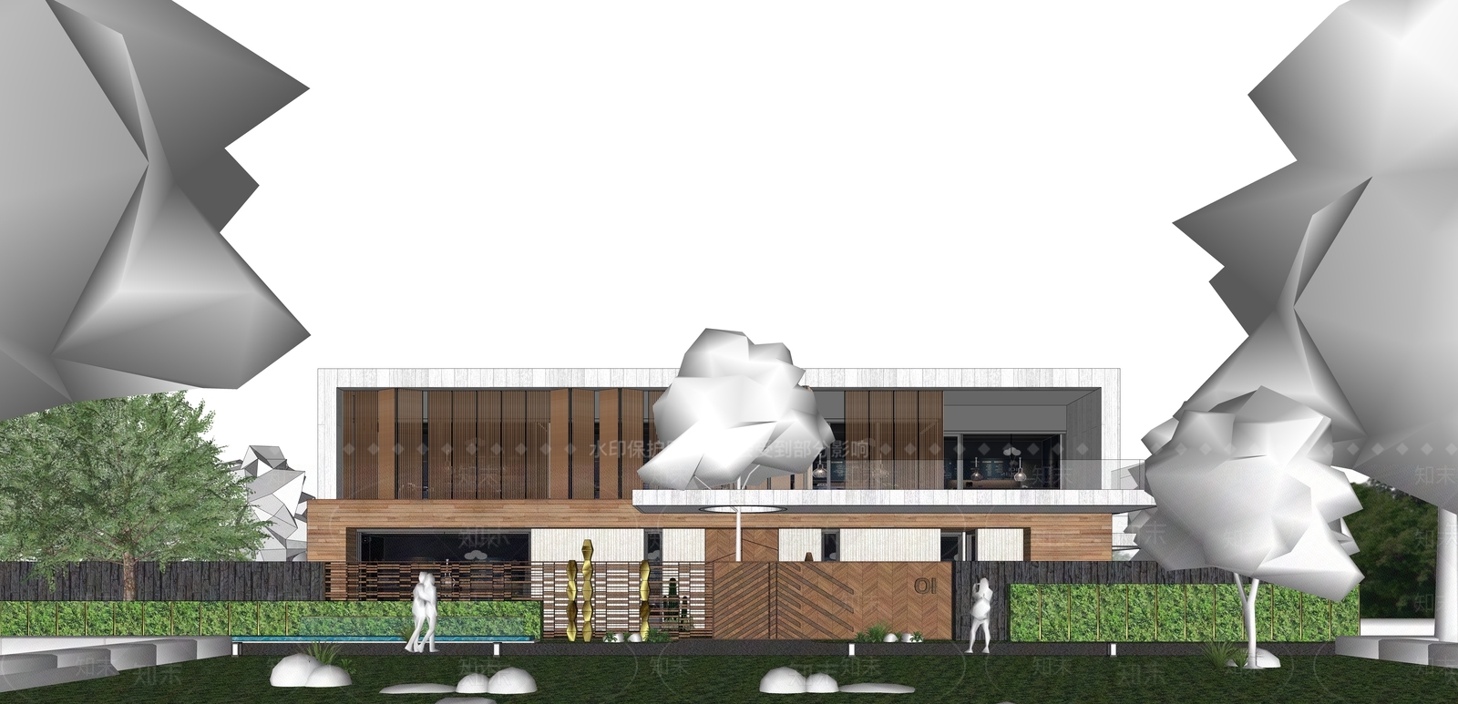 现代民宿建筑SU模型下载【ID:1189385932】