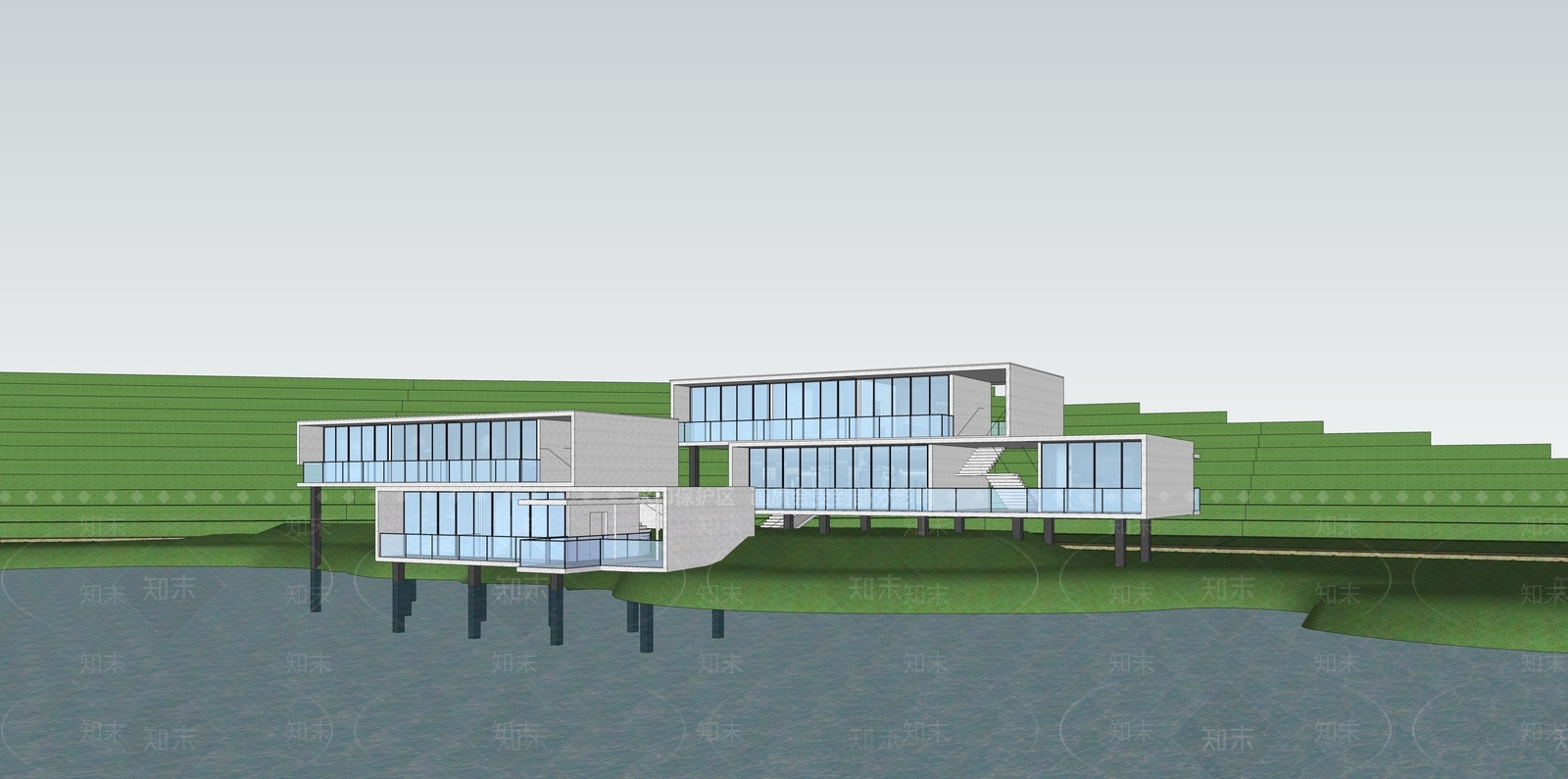 现代民宿建筑SU模型下载【ID:1189386138】