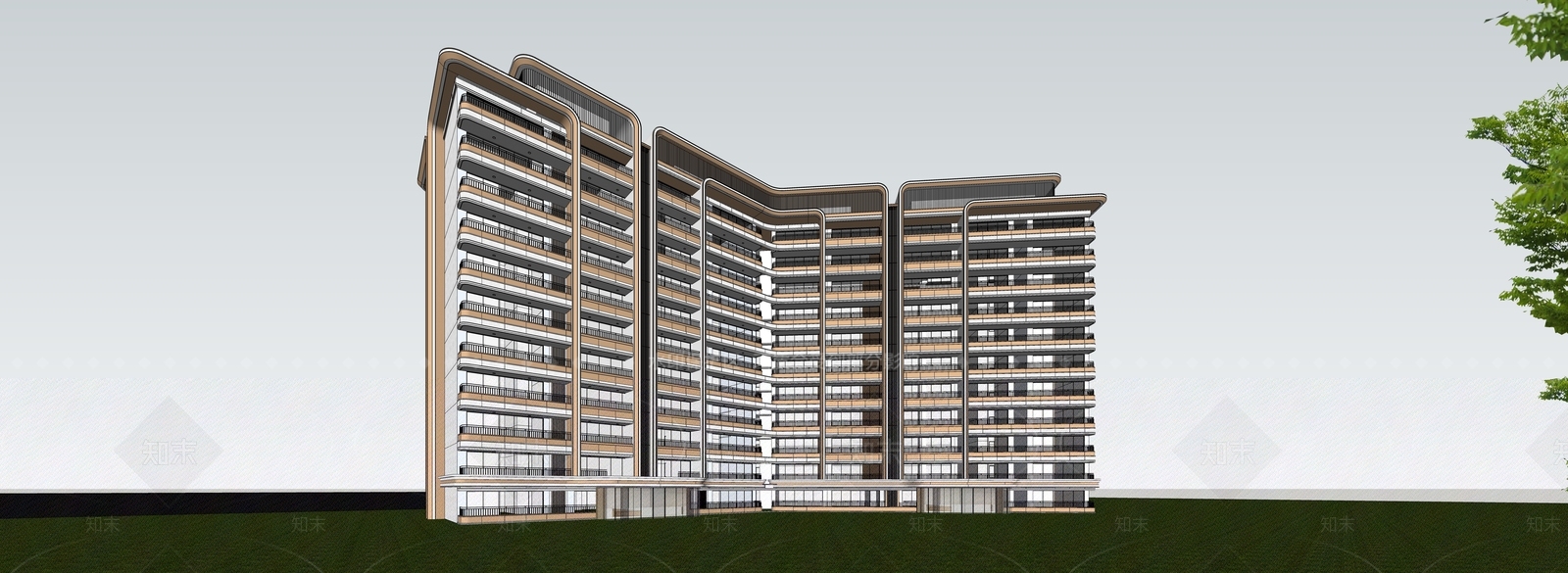 现代小区建筑SU模型下载【ID:1189388974】