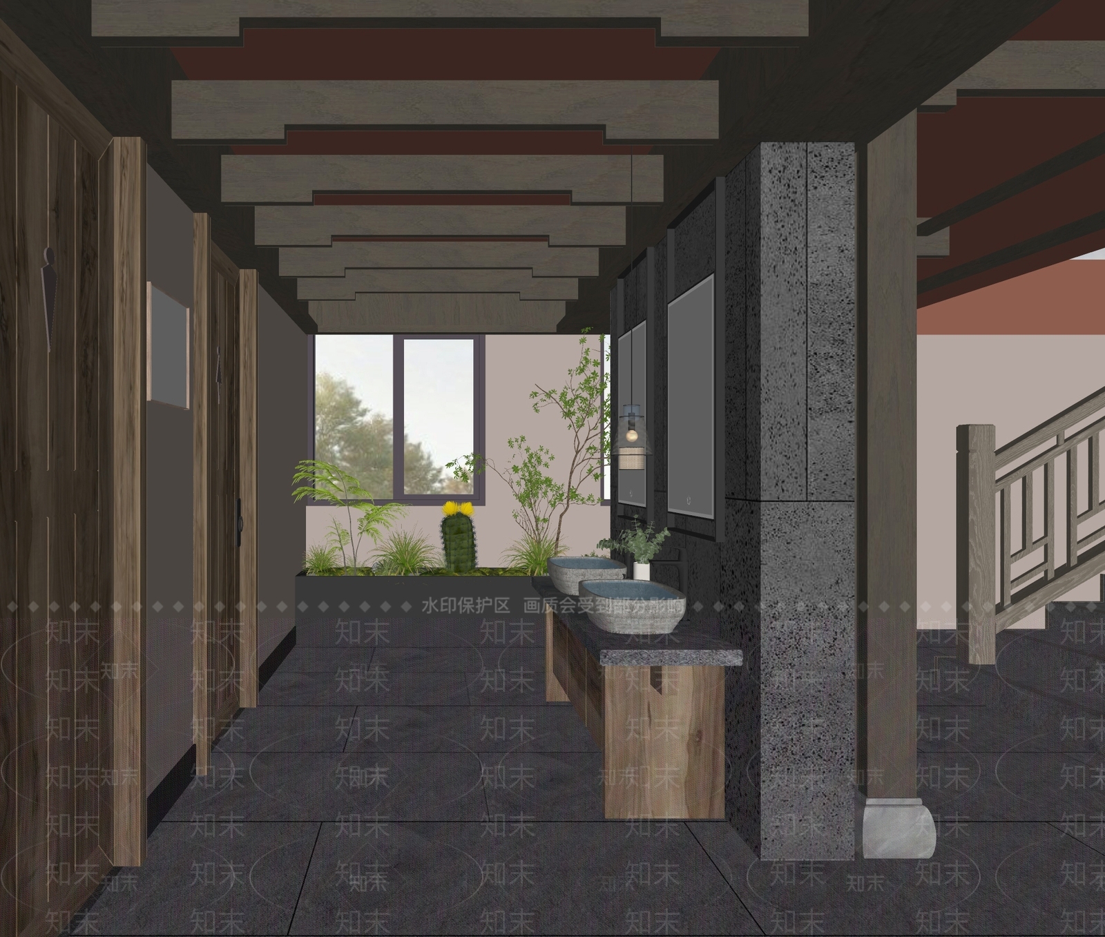新中式公共卫生间SU模型下载【ID:1189388430】