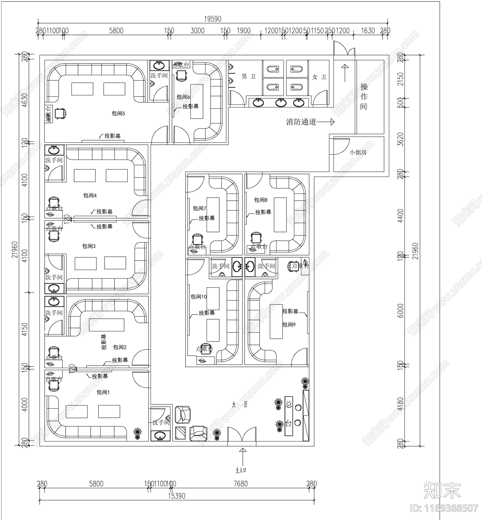 现代KTVcad施工图下载【ID:1189388507】