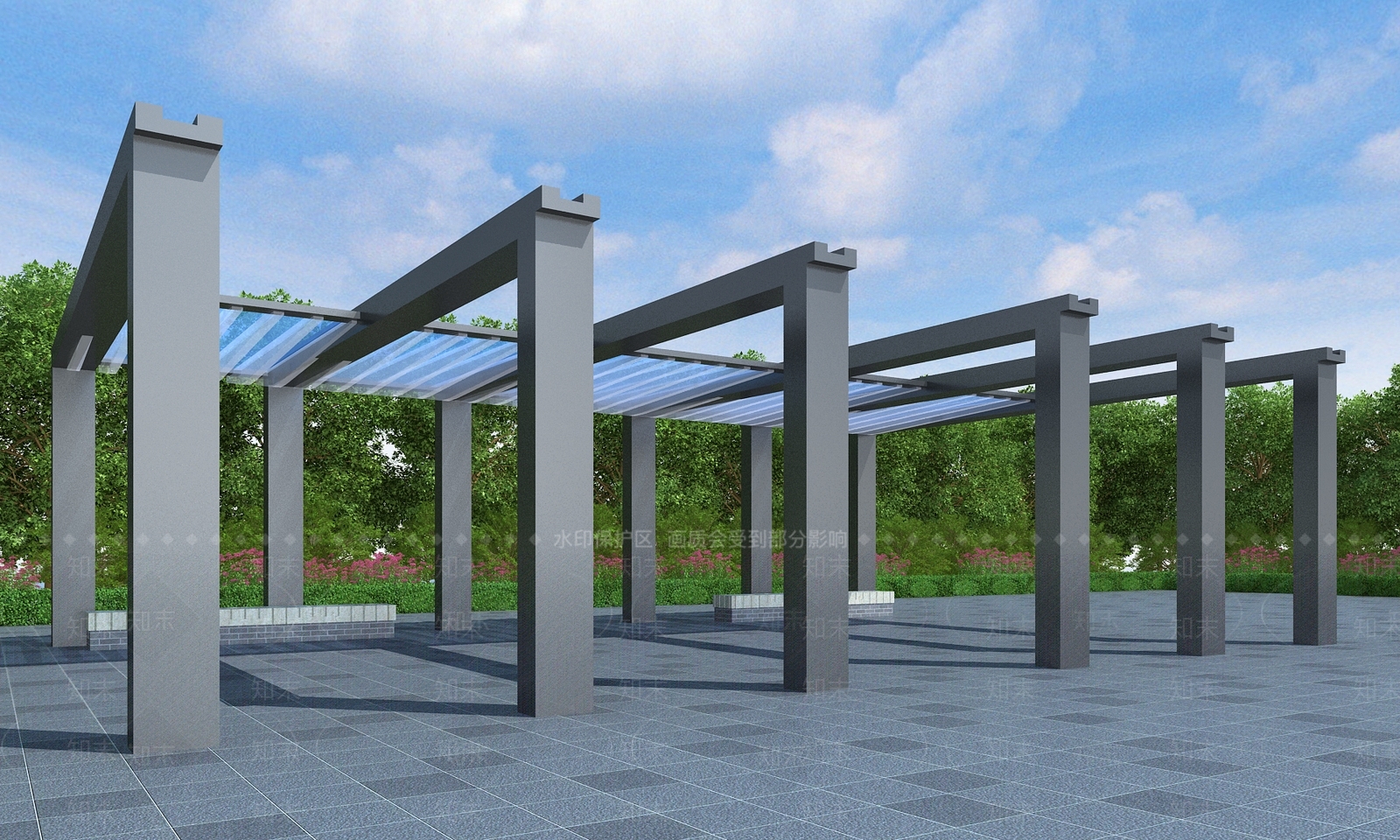 现代廊架3D模型下载【ID:1189394873】
