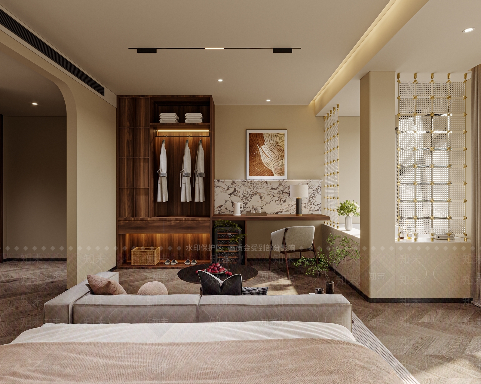 侘寂酒店客房3D模型下载【ID:1215069432】