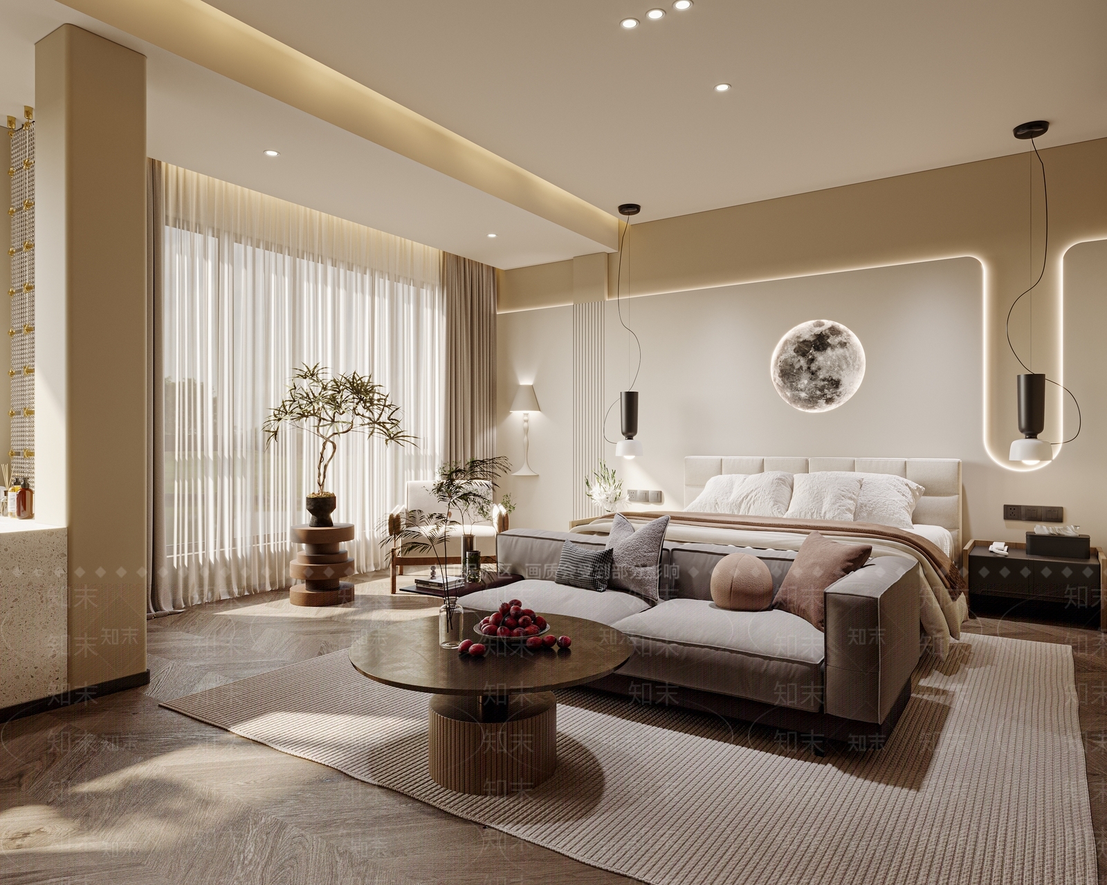 侘寂酒店客房3D模型下载【ID:1215069432】
