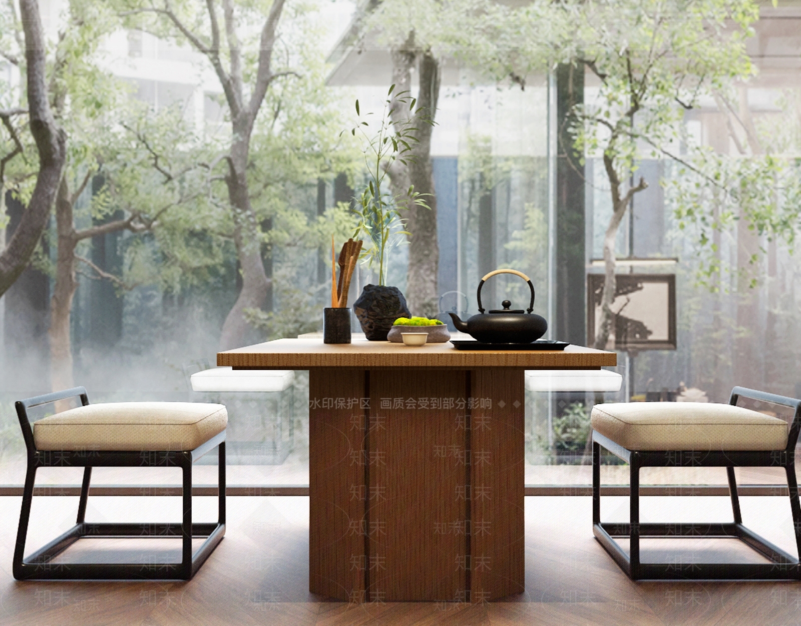 现代新中式茶桌椅SU模型下载【ID:1189398874】