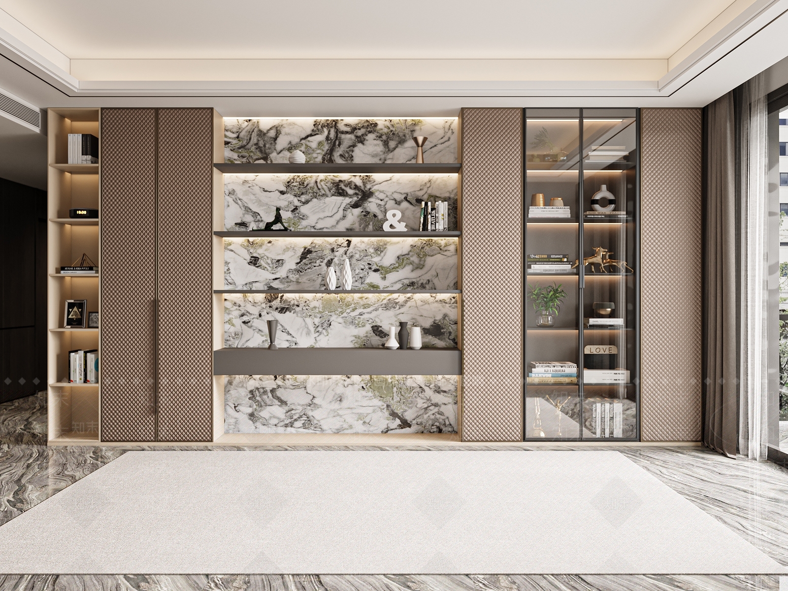 现代轻奢书柜3D模型下载【ID:1189400354】