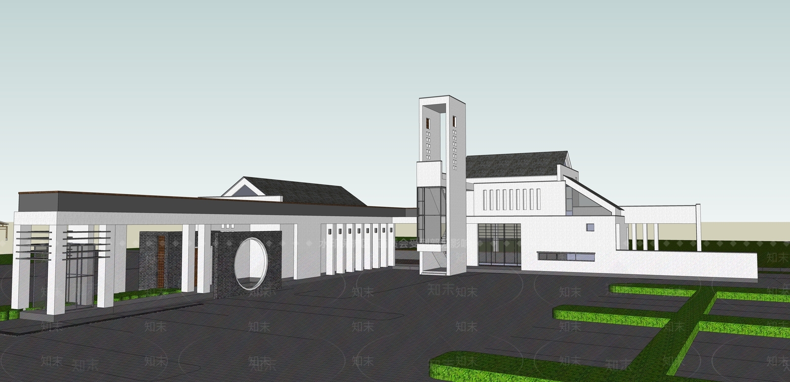 现代新中式小公建SU模型下载【ID:1189404945】