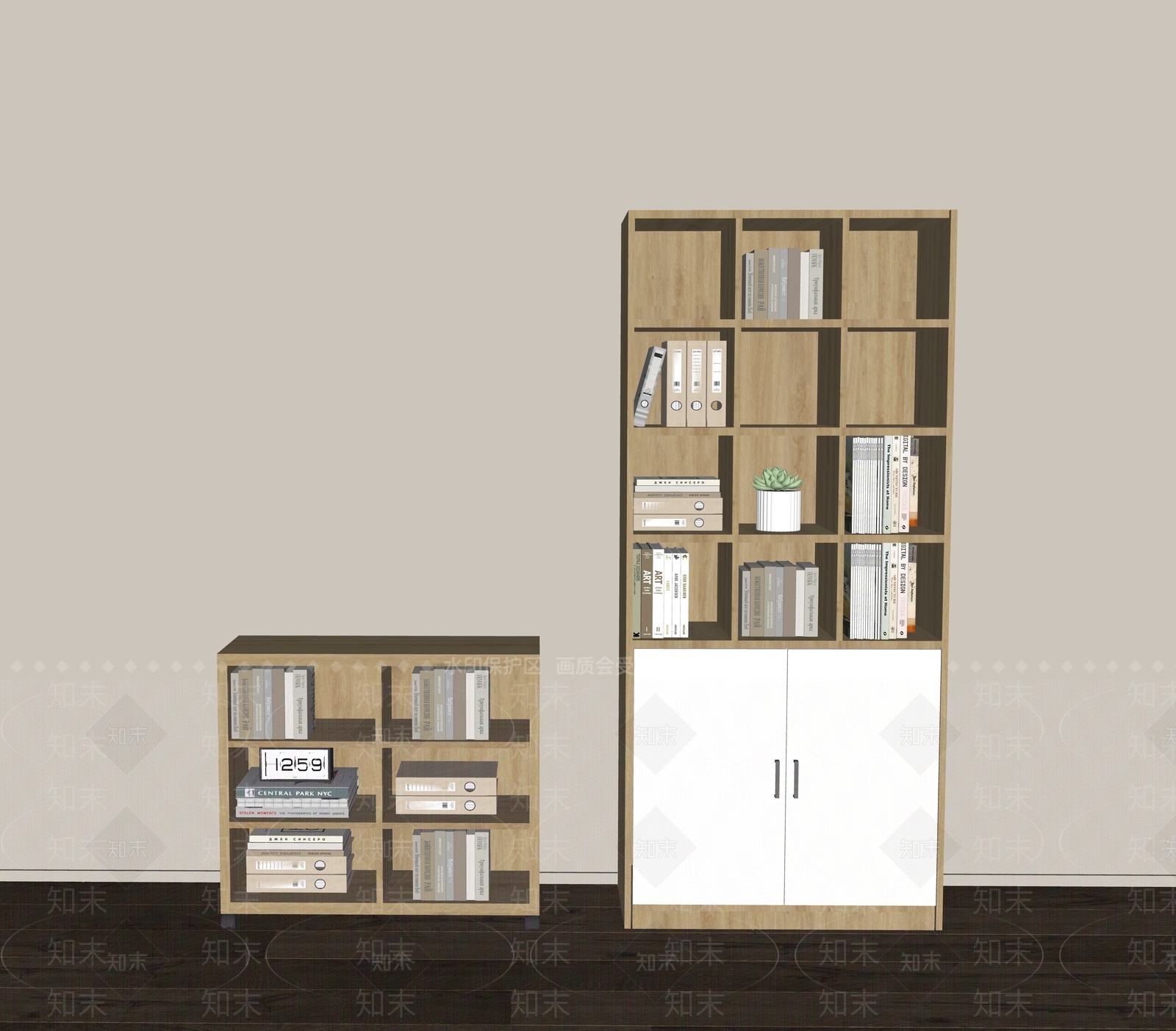 现代书柜SU模型下载【ID:1189406589】