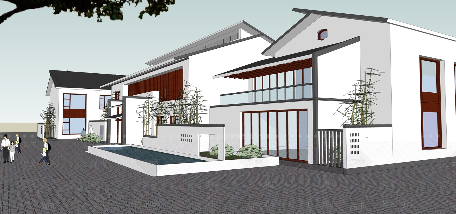 现代新中式小公建SU模型下载【ID:1189408165】