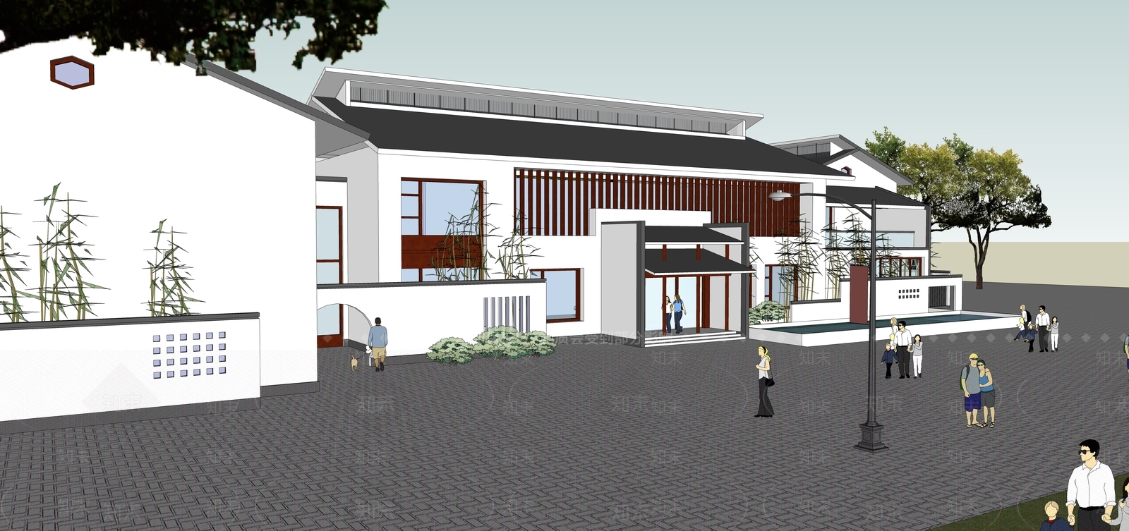 现代新中式小公建SU模型下载【ID:1189408165】