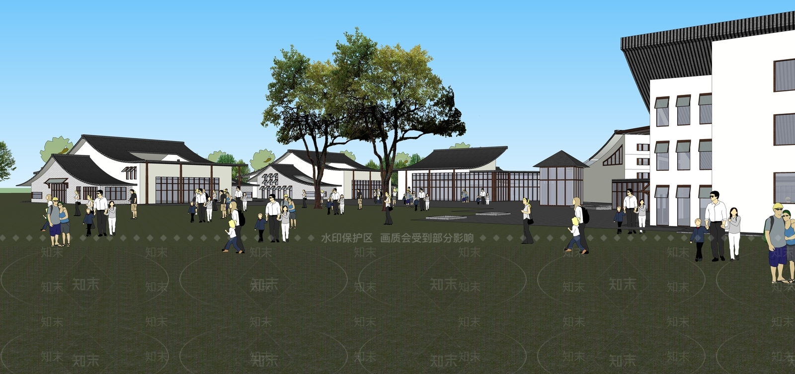 现代新中式风格建筑SU模型下载【ID:1189408356】