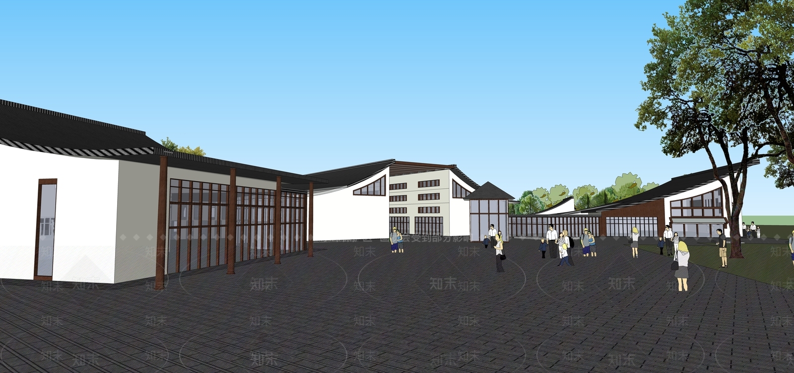 现代新中式风格建筑SU模型下载【ID:1189408356】