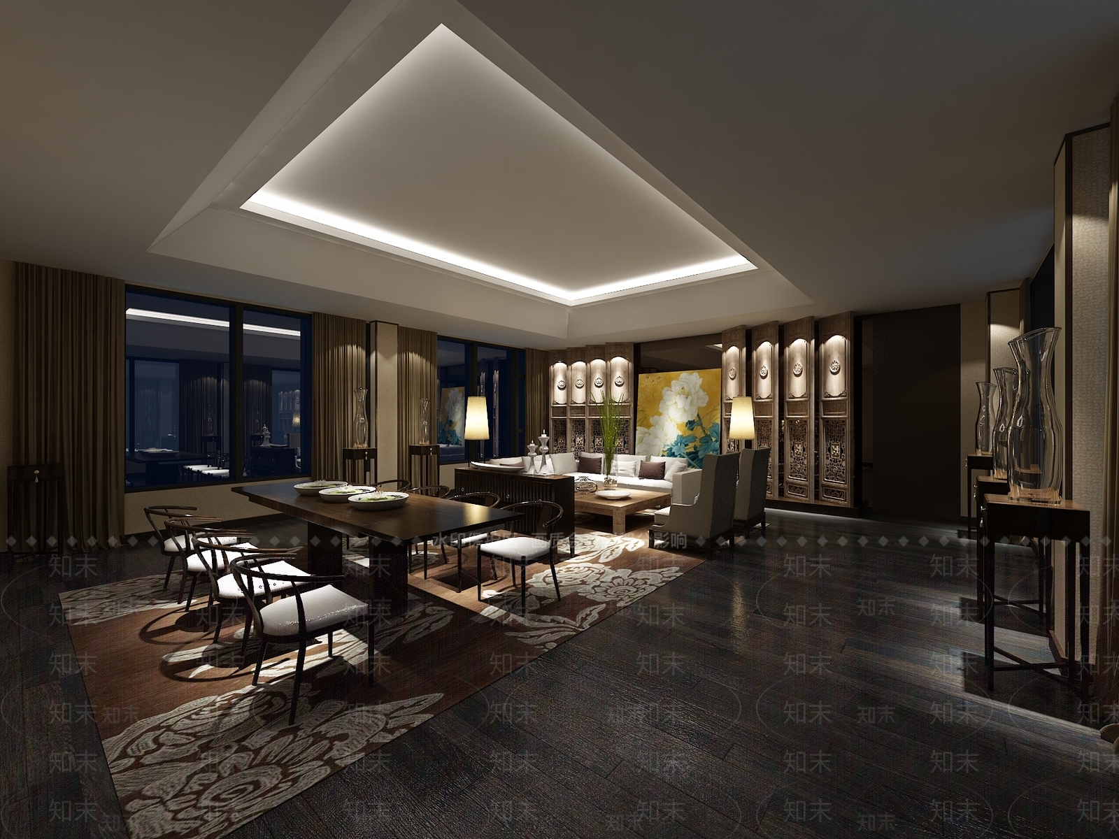 新中式接待室3D模型下载【ID:1189407467】