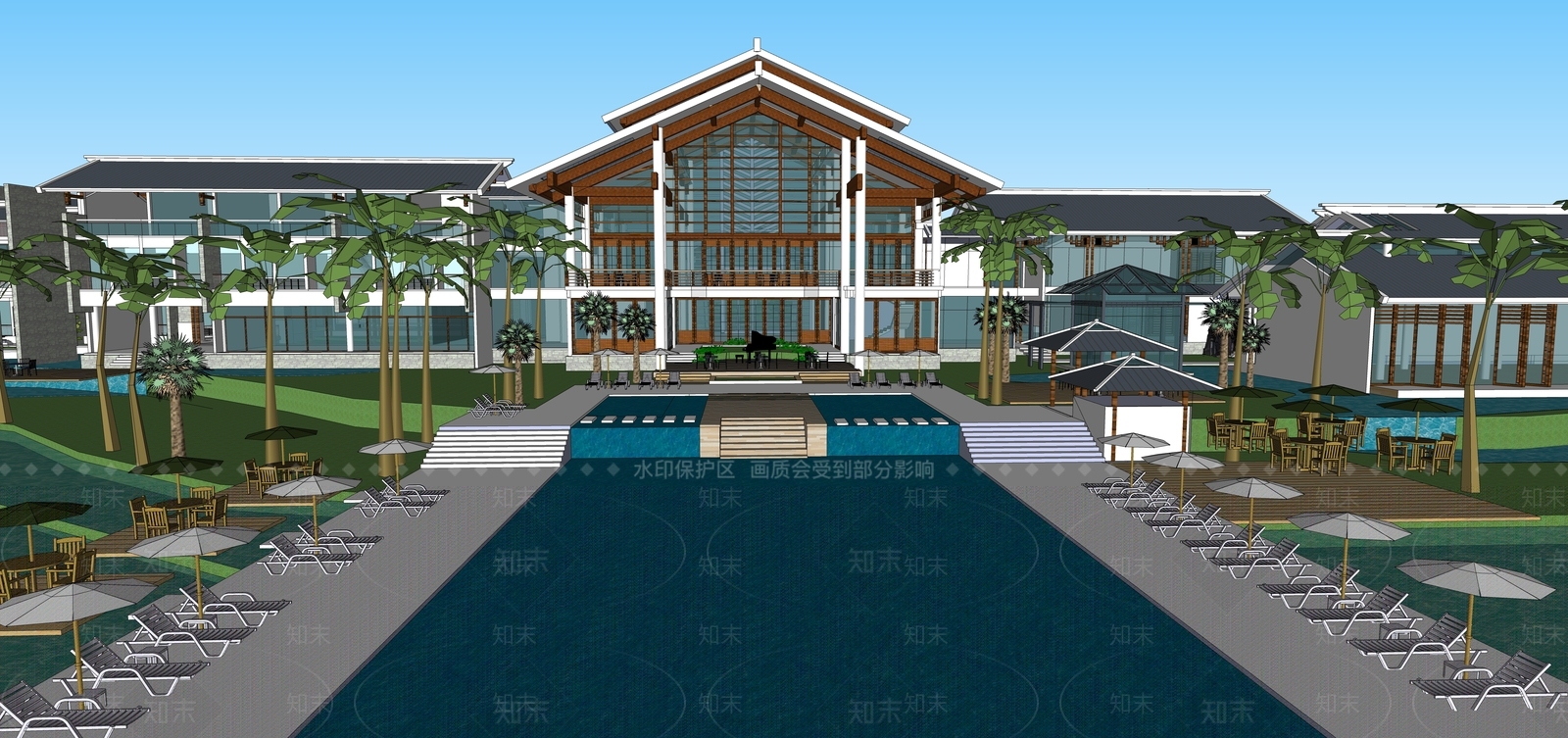 现代新中式风格建筑SU模型下载【ID:1189408771】