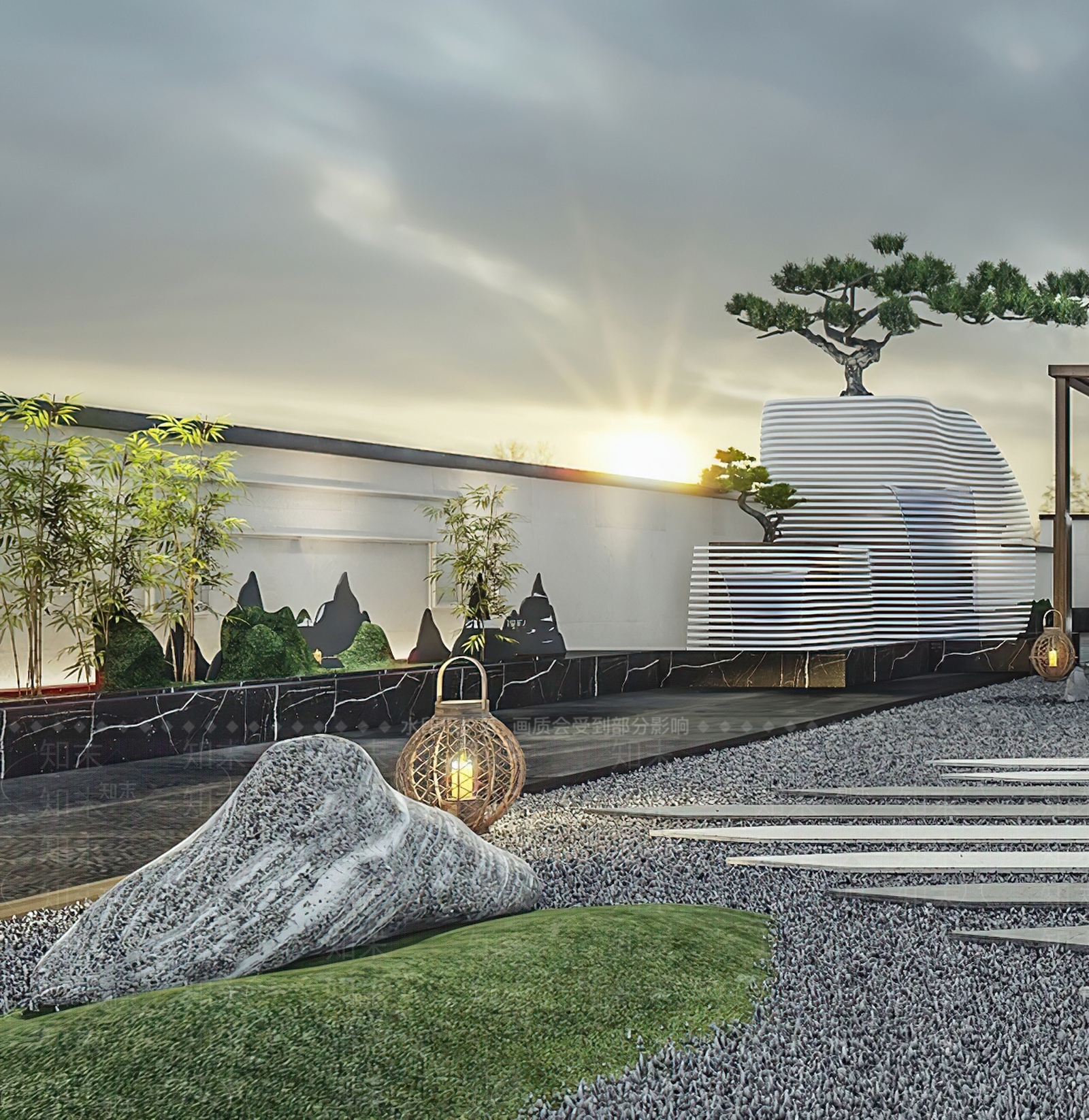新中式庭院3D模型下载【ID:1189409056】