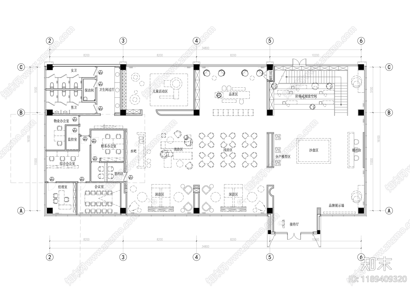 现代售楼处施工图下载【ID:1189409320】