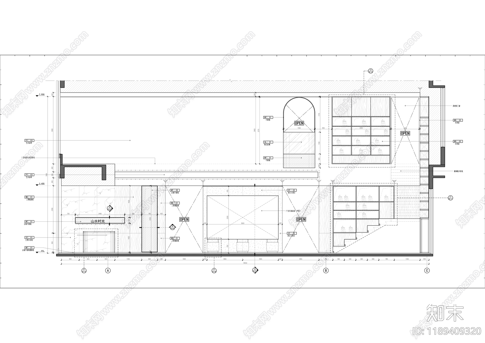 现代售楼处cad施工图下载【ID:1189409320】