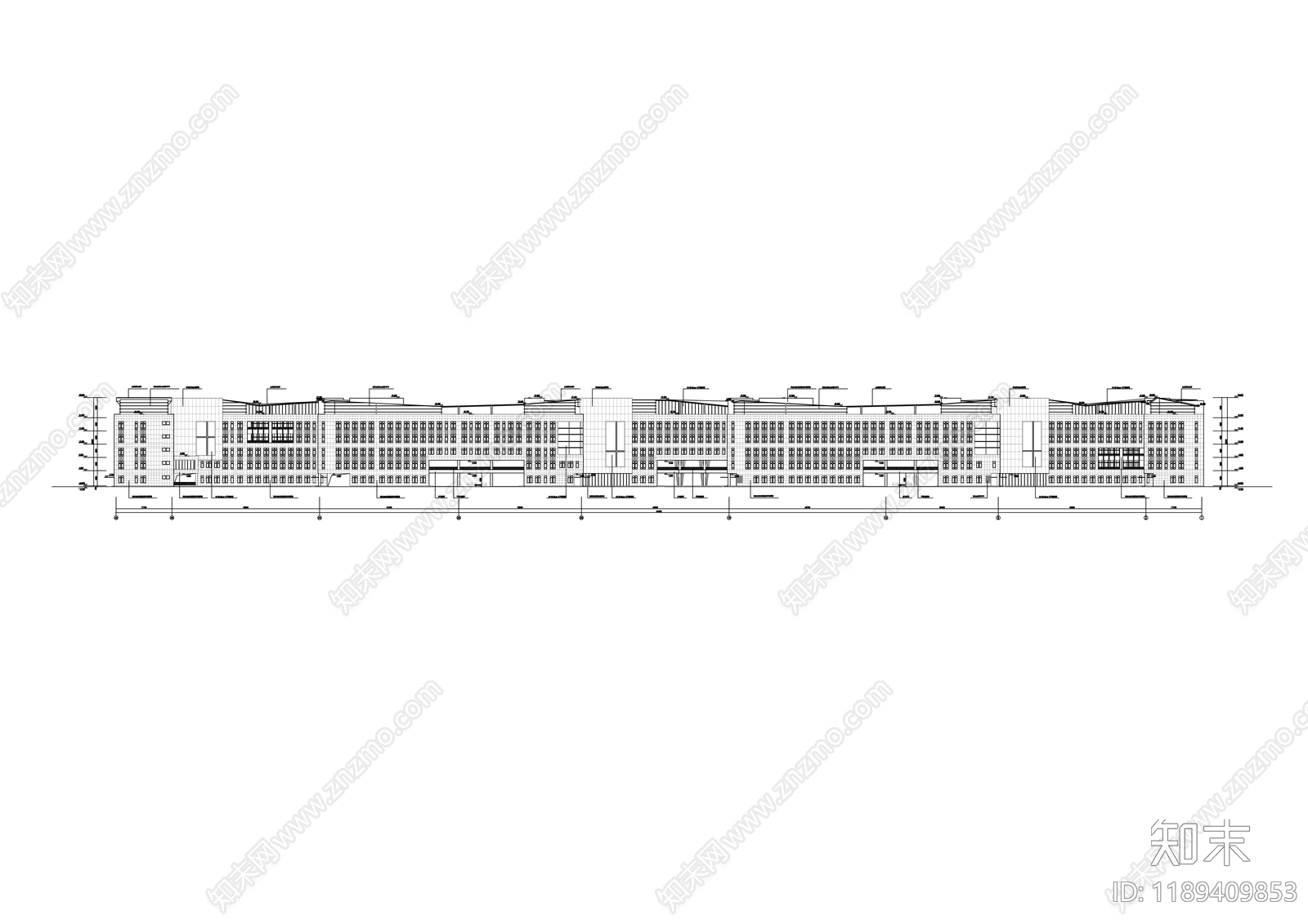 现代办公楼建筑cad施工图下载【ID:1189409853】