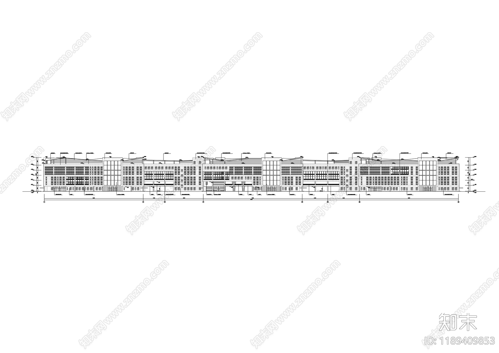 现代办公楼建筑cad施工图下载【ID:1189409853】