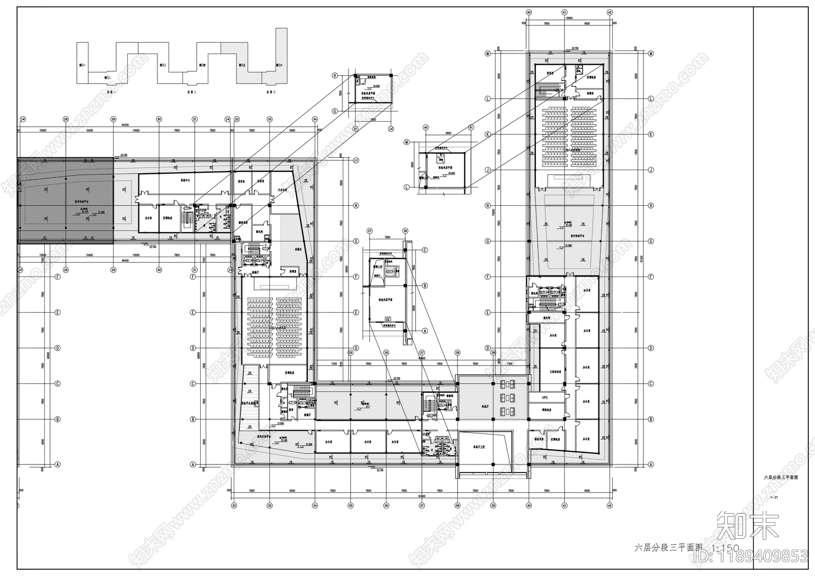 现代办公楼建筑cad施工图下载【ID:1189409853】