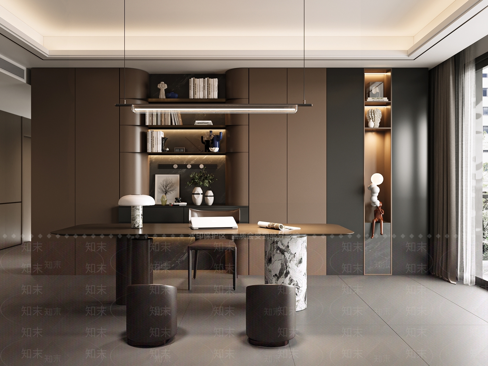 现代意式书房3D模型下载【ID:1189409309】