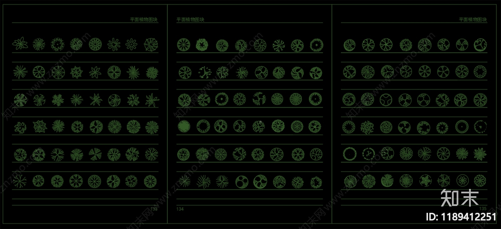 现代新中式综合植物图库cad施工图下载【ID:1189412251】
