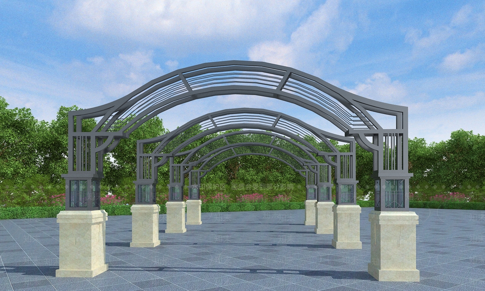 现代欧式廊架3D模型下载【ID:1189411324】
