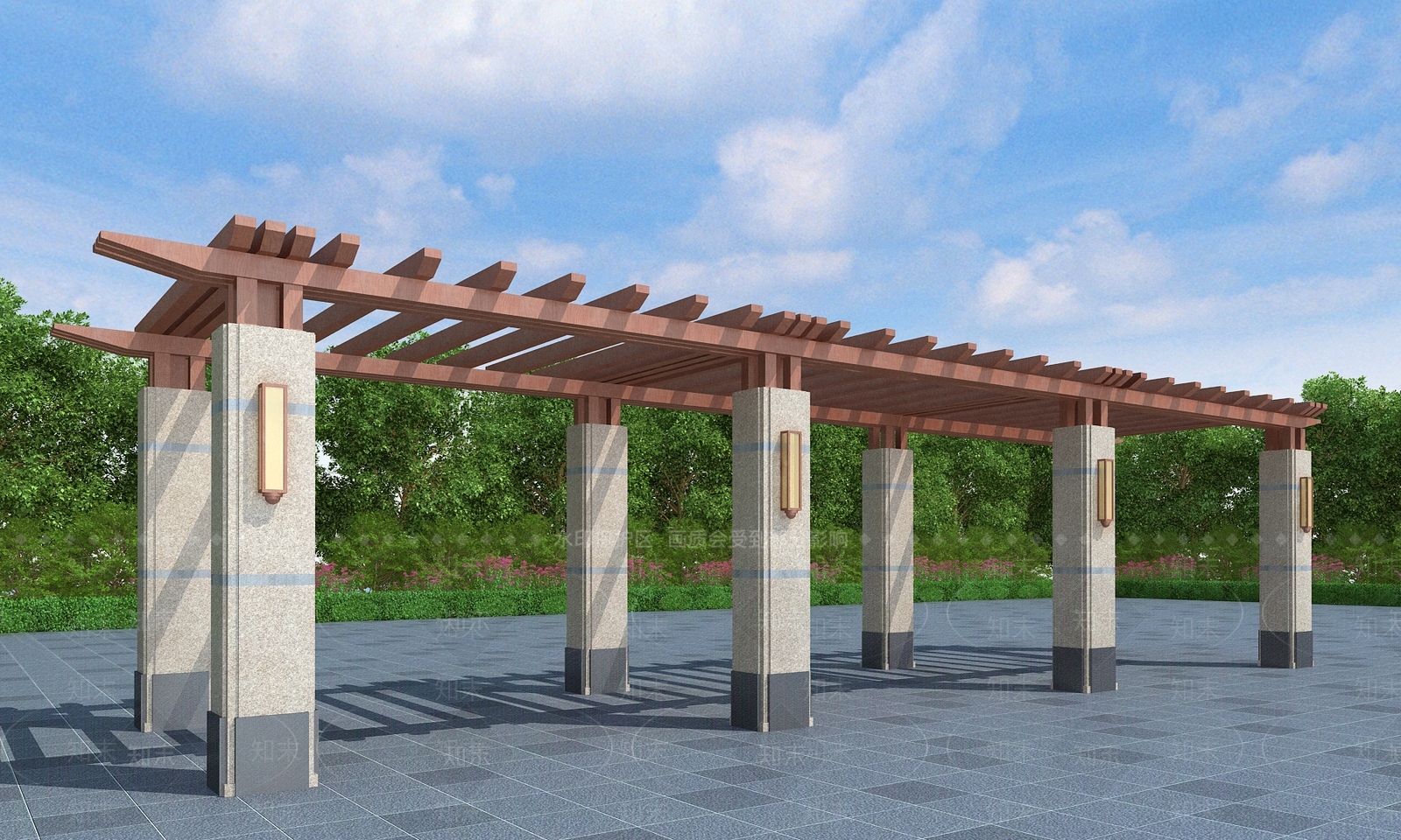 现代欧式廊架3D模型下载【ID:1189411576】