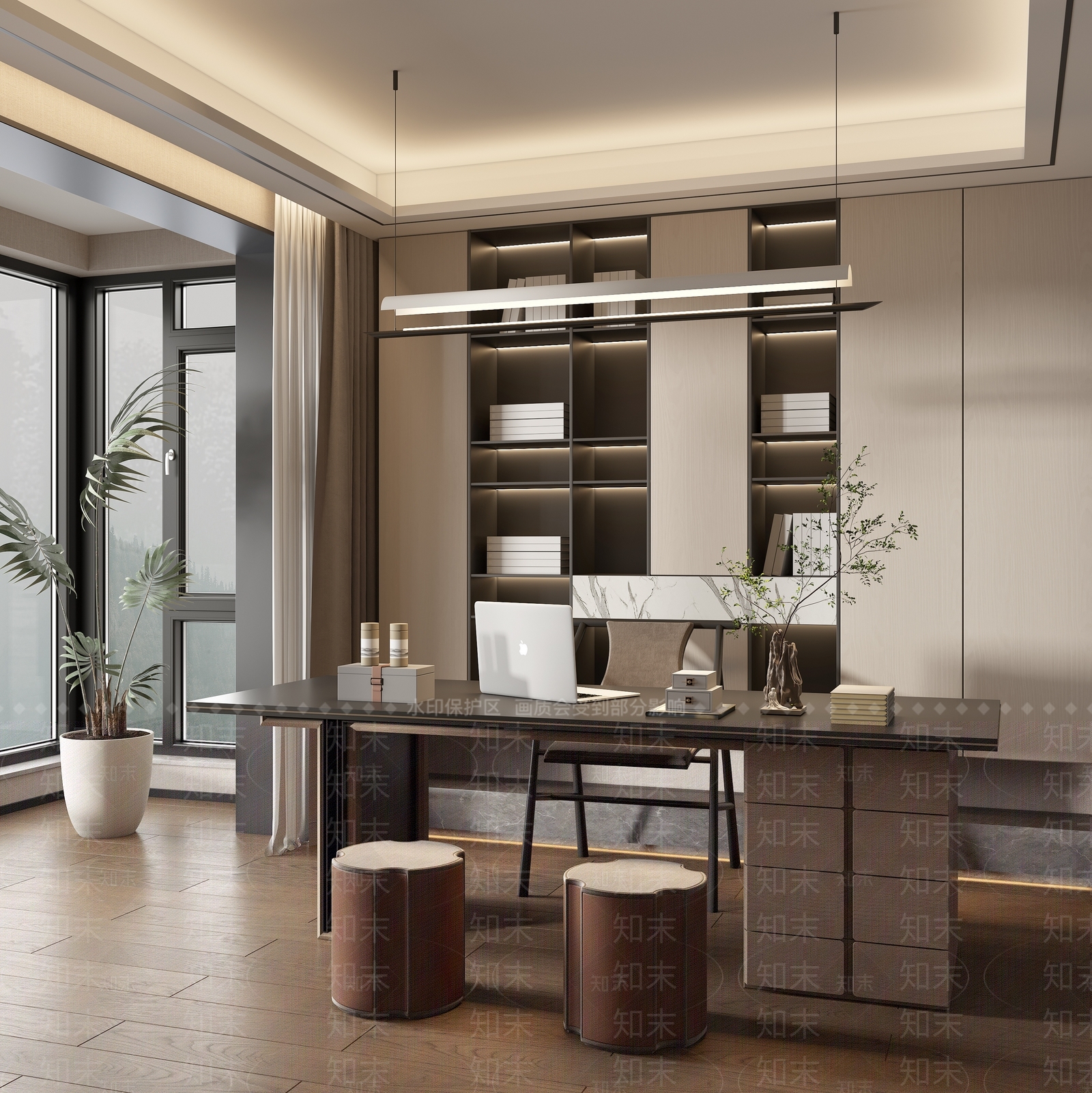 现代书房3D模型下载【ID:1189411978】
