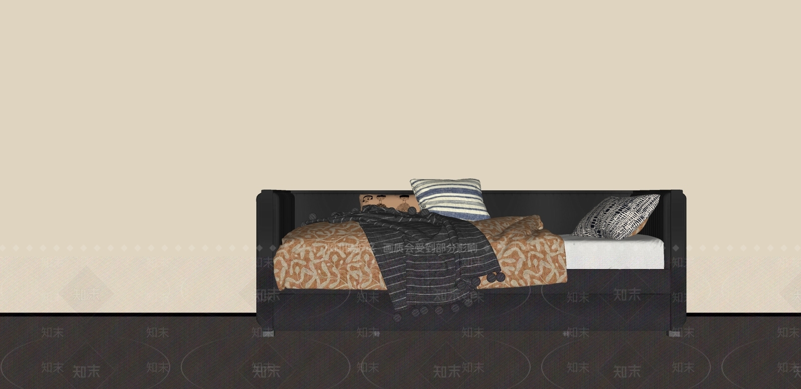 中古侘寂儿童床SU模型下载【ID:1189414864】